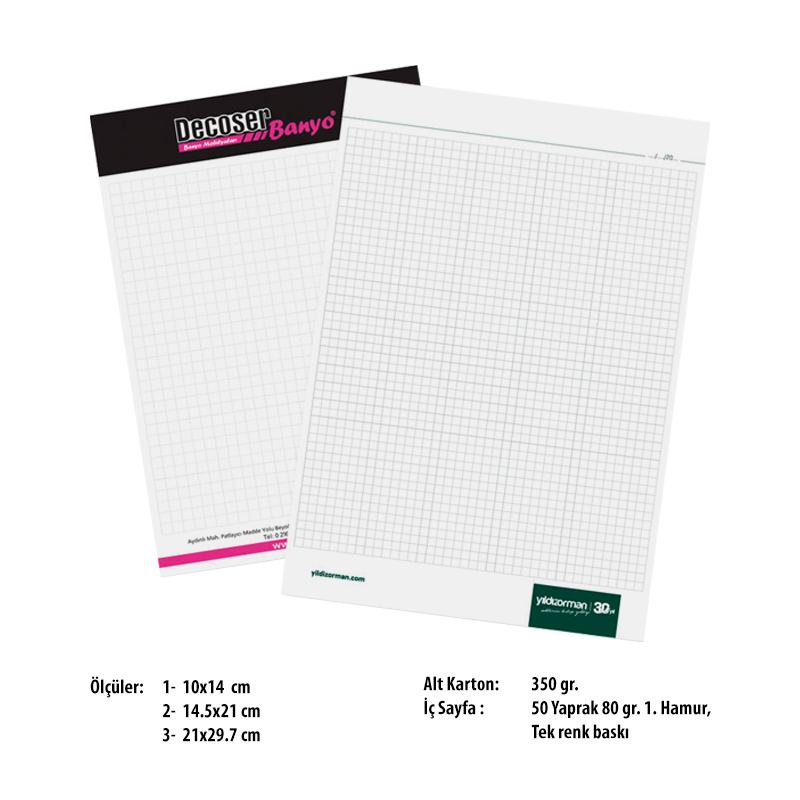 21 x 29,7 cm Üstten Tutkallı Bloknot - 3