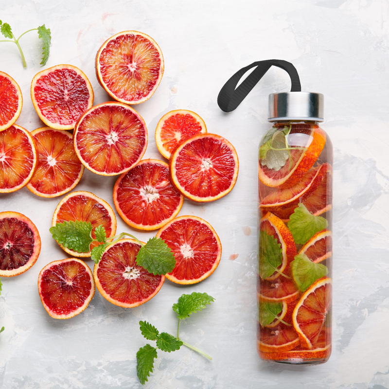 Cam Şişe / Matara Siyah Kılıflı 500 ml