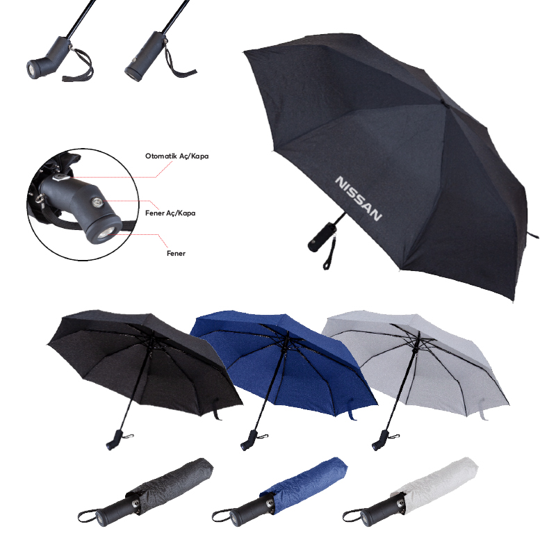 8 Telli Işıklı Otomatik Şemsiye