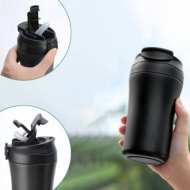 400 ml Kilit Kapaklı - Emzikli Çelik Termos / Matara - 3