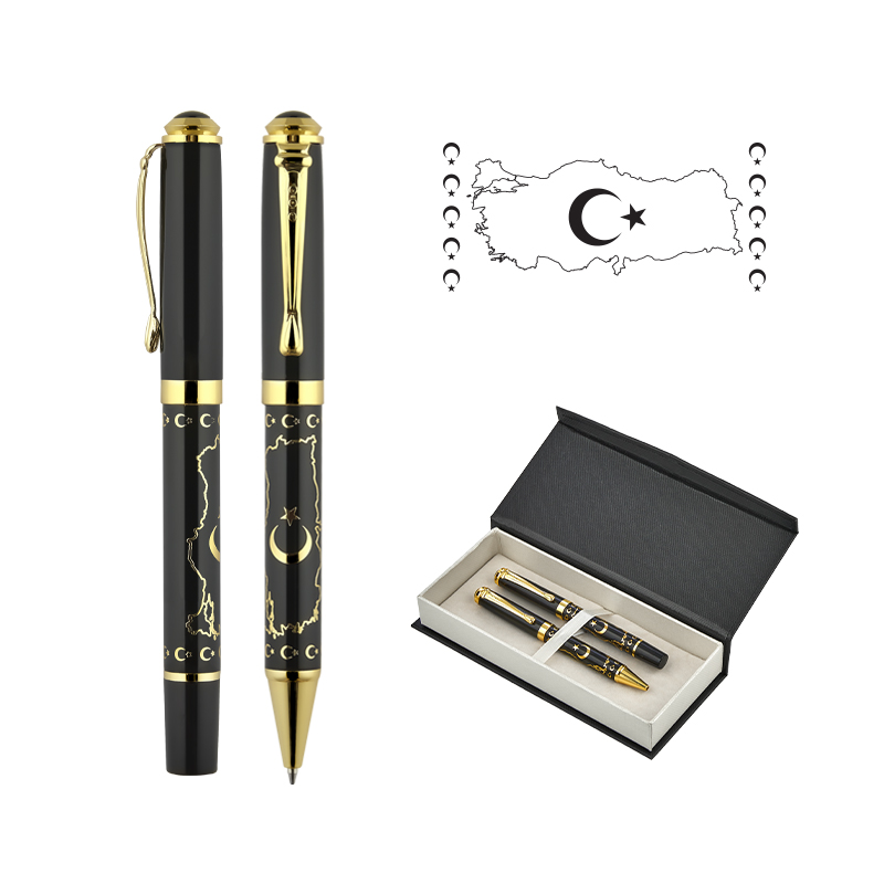 Metal Kabartmalı Roller - Tükenmez Kalem Seti - 7