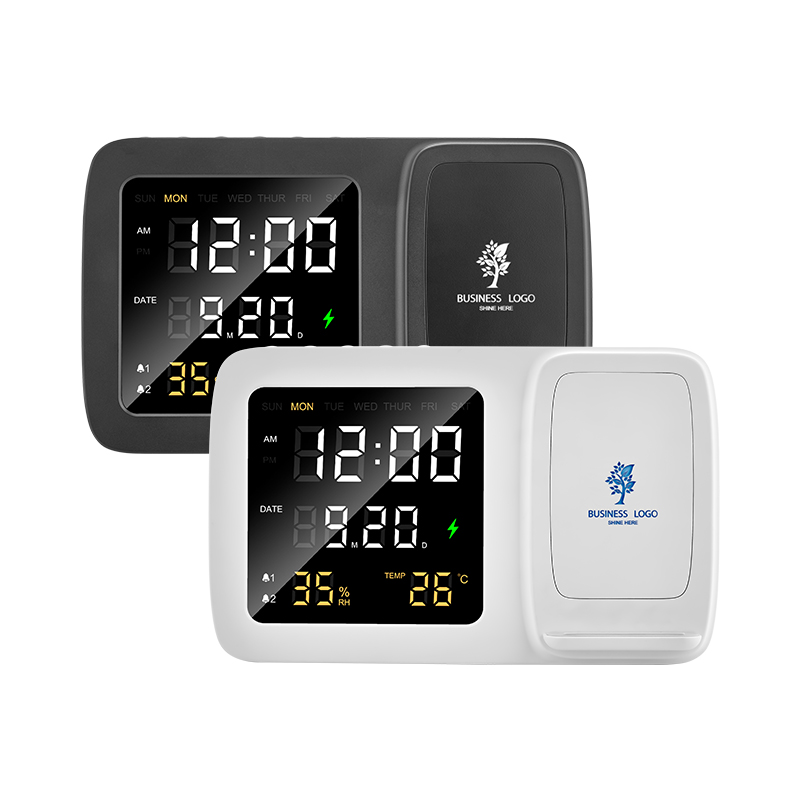 Işıklı Kablosuz Şarj İstasyonu + Dijital Saat - 7