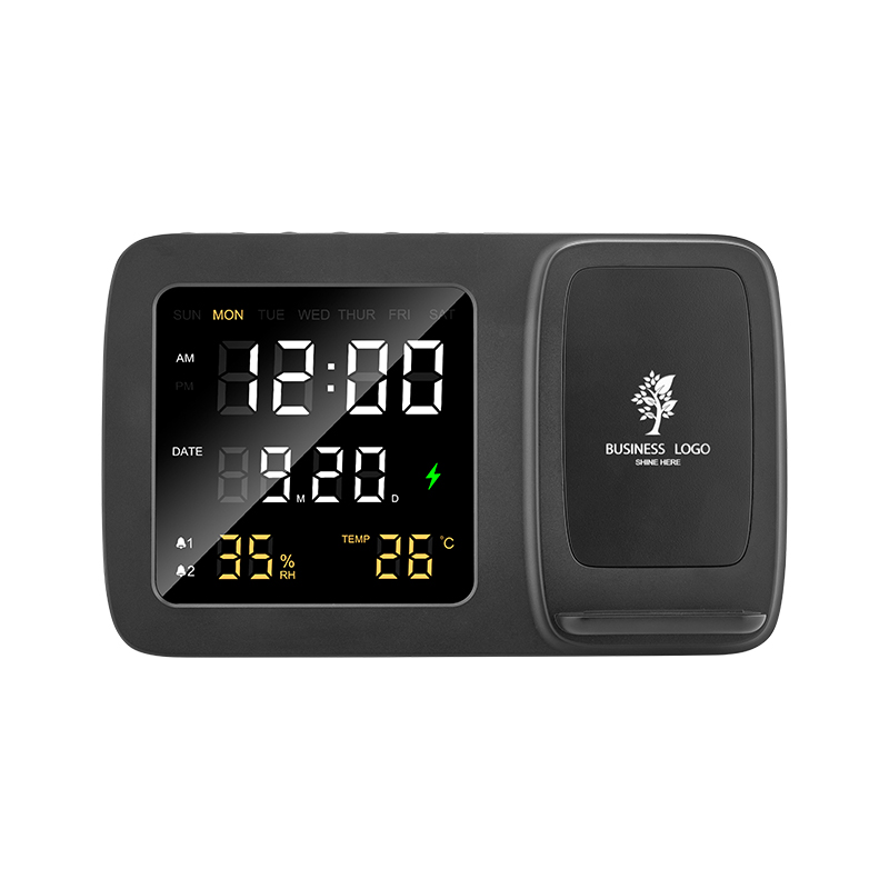 Işıklı Kablosuz Şarj İstasyonu + Dijital Saat - 10