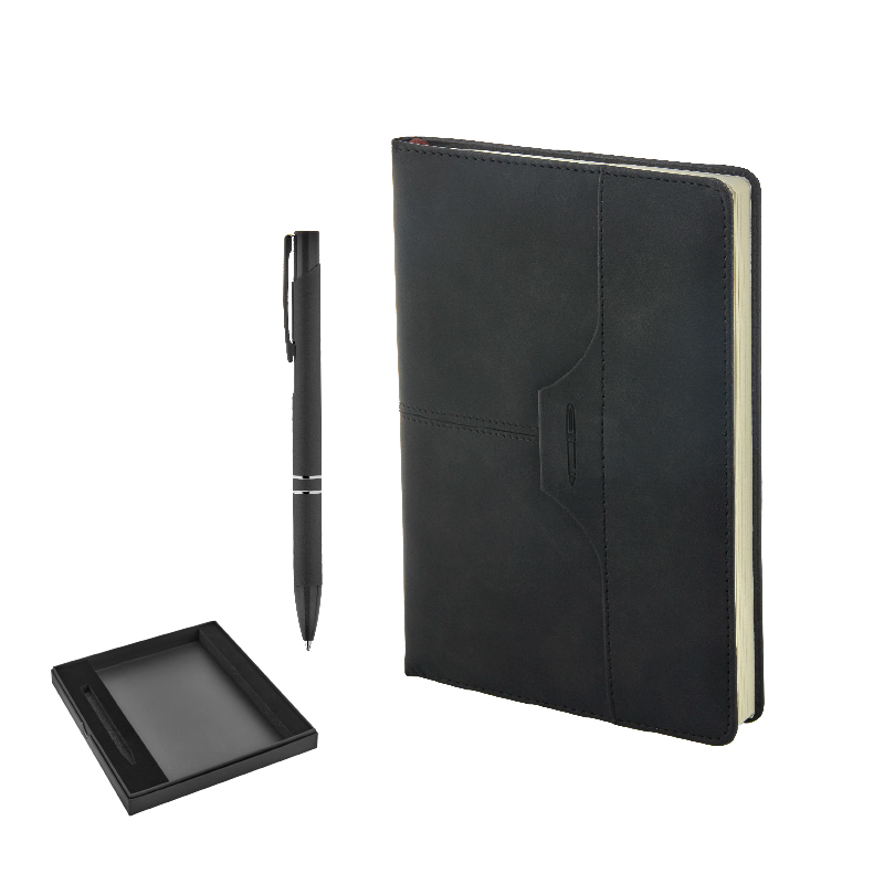 Metal Kalem, Termo Deri Defter Seti - 4