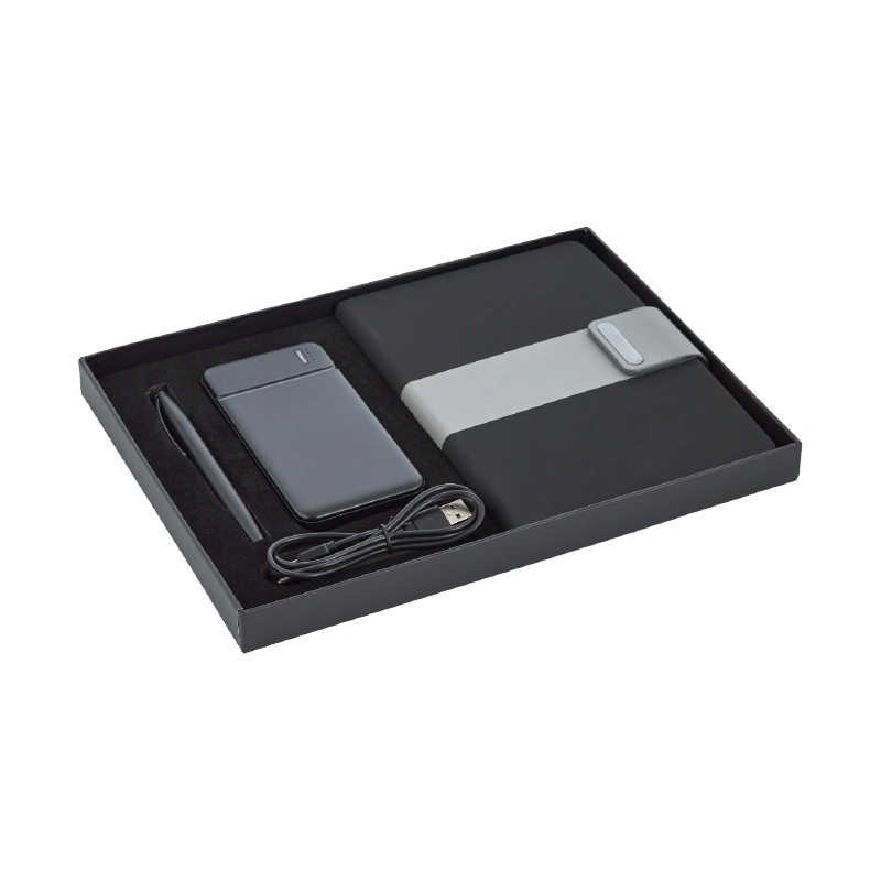 10.000 mAh Powerbank, Termo Deri Defter, Metal Kalem Hediye Seti