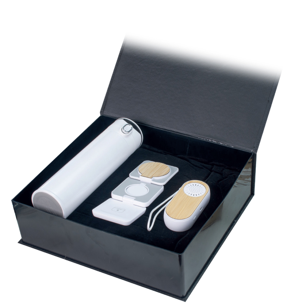 450ml Isı Dereceli Termos, Bluetooth Kulaklık-Hoparlör, Çoklu Şarj İstasyonu Hediye Seti