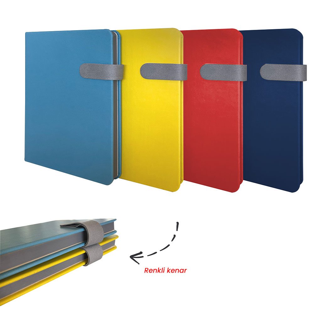 15 x 21 cm Termo Deri Kenarları Boyalı ve Mıknatıslı Defter - 1