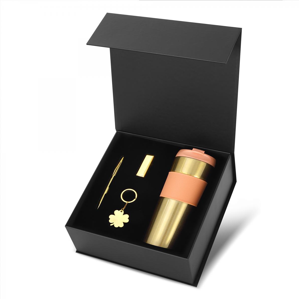 500ml French Press Termos, Anahtarlık, 64gb USB Bellek, Metal Tükenmez Kalem Hediye Seti