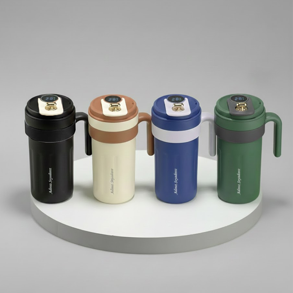 Isı Derece Göstergeli Kulplu Çelik Termos 700 ml
