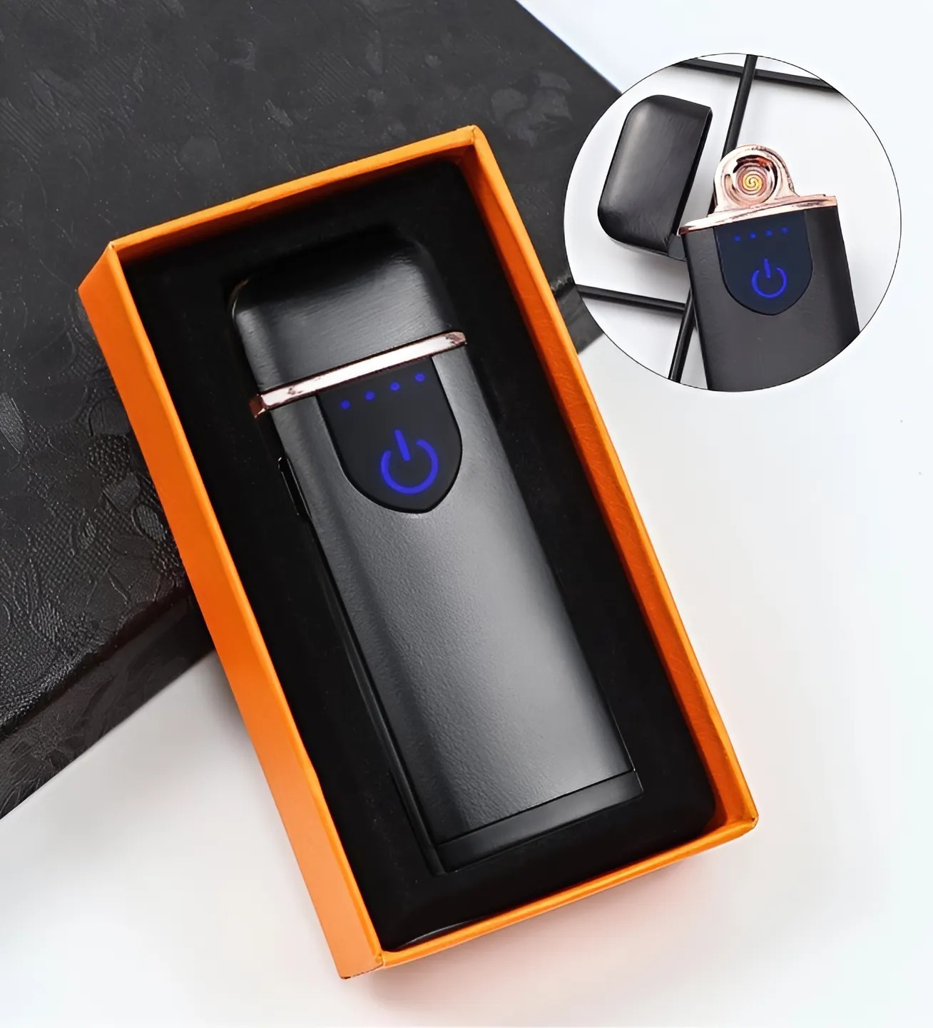 E - 2 USB Şarjlı Elektronik Çakmak - Siyah